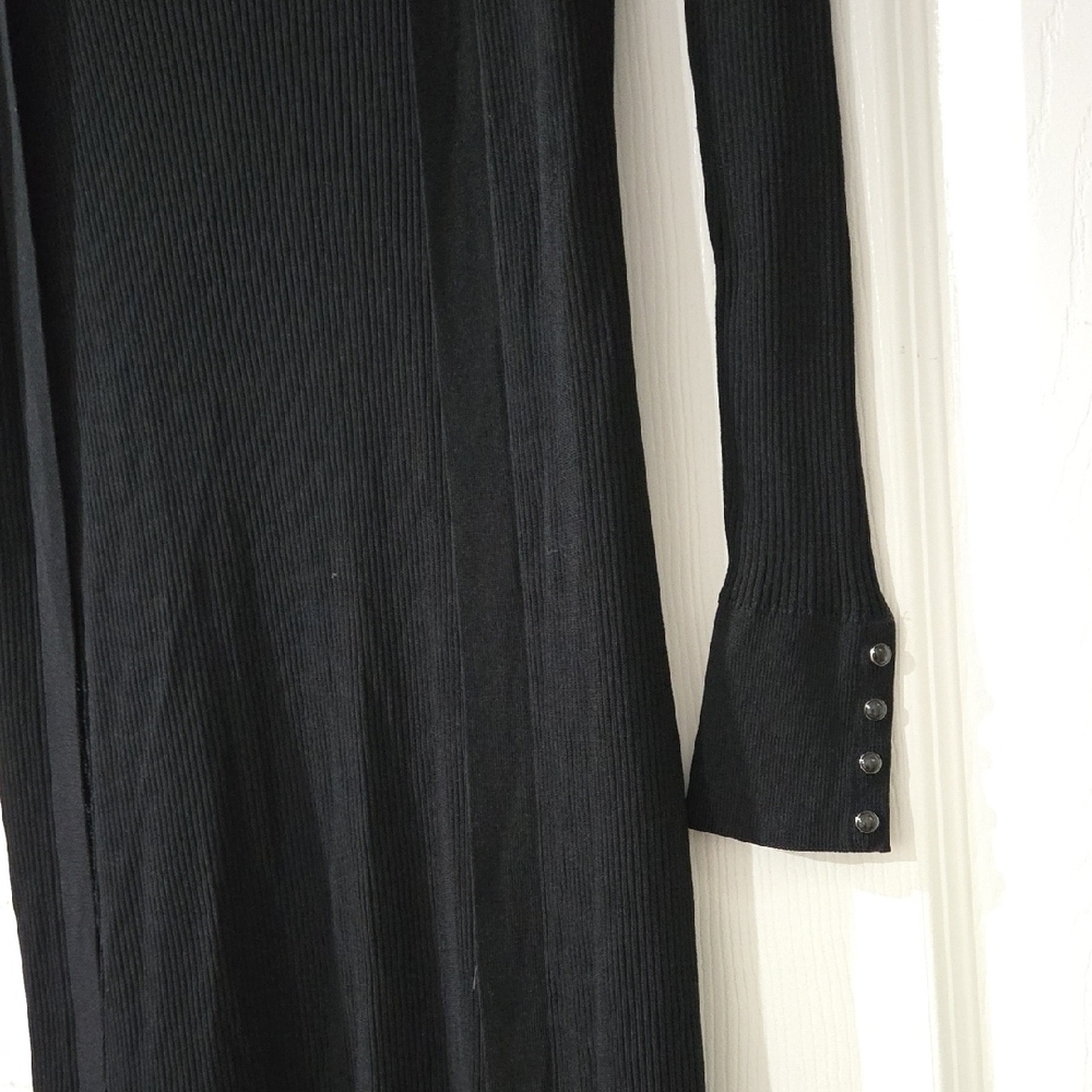 White House Black Market Long Sleeve Black Dress - Picture 3 of 6